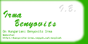 irma benyovits business card